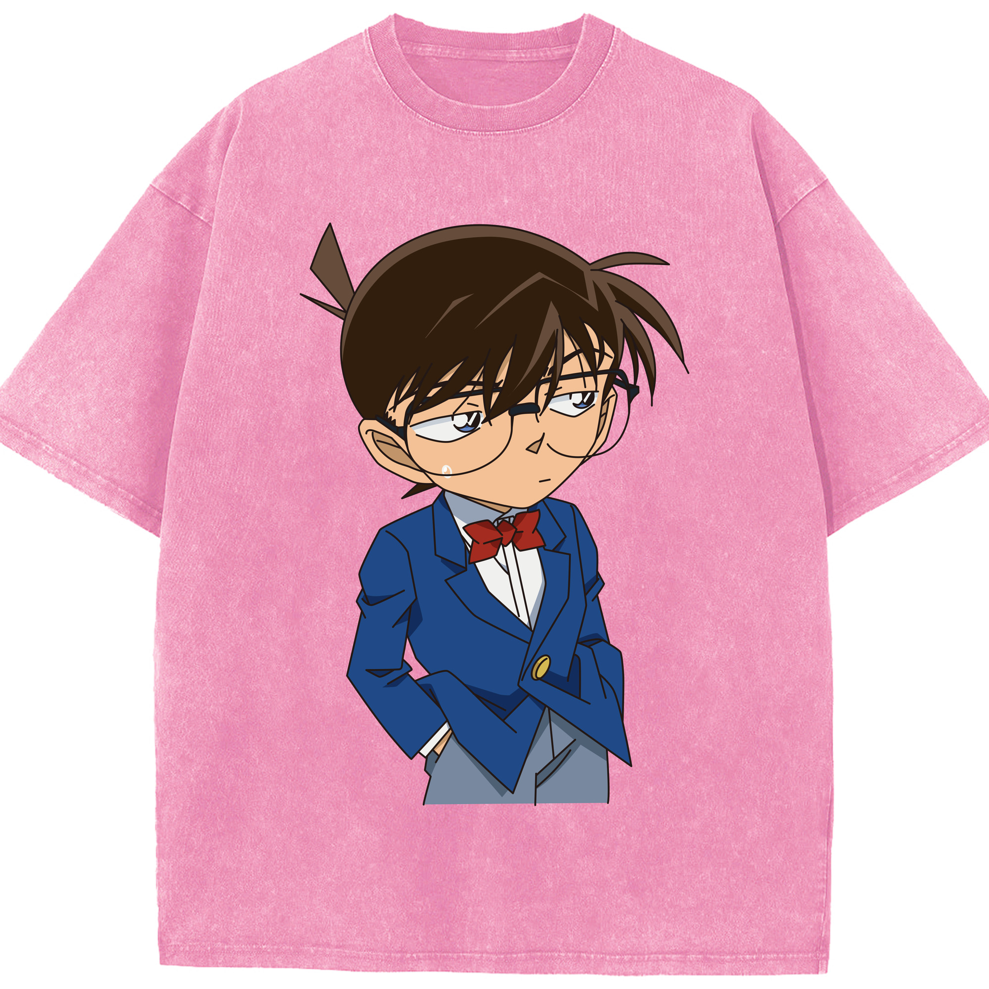 （画像用） 名探偵コナン 江戸川 コナン Detective Conan Conan Edogawa 綿100% ヴィンテージ風 半袖Tシャツ（フロントプリント）